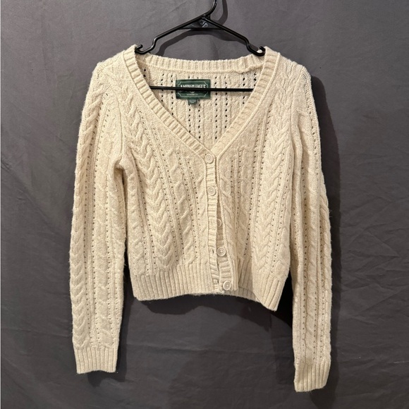 American Eagle Outfitters Sweaters - American Eagle Sweater Womens XS Ivory Cardigan Cable Knit Long Sleeve Cropped